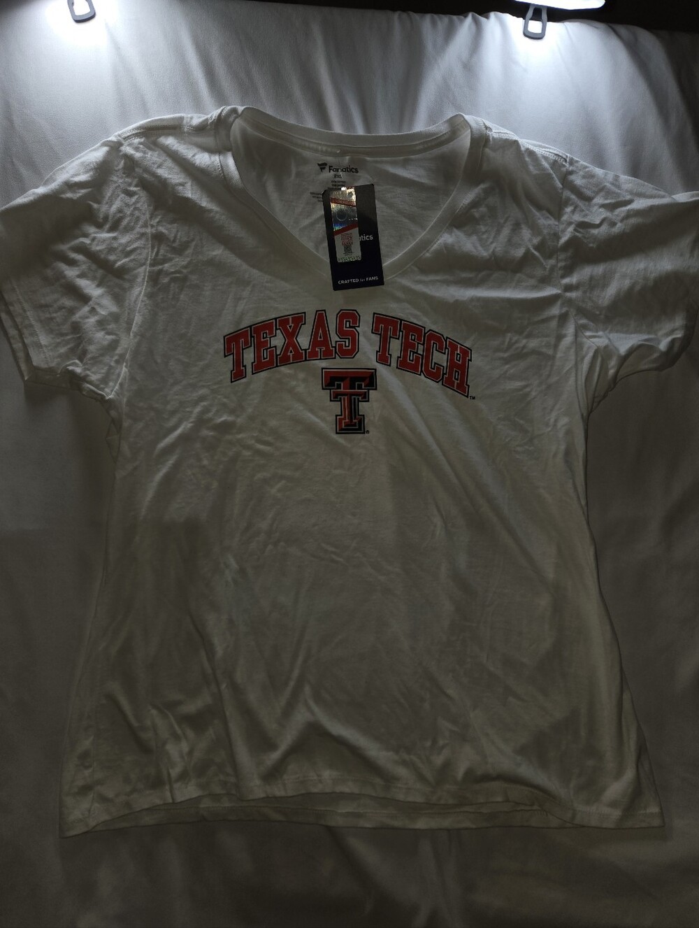 Fanatics White Texas Tech Short Sleeve Tee with Red Logo